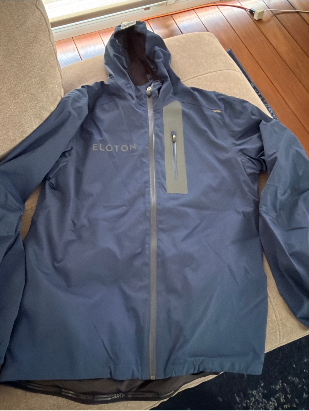 Peloton Men’s Dark Blue Hooded Rain Jacket